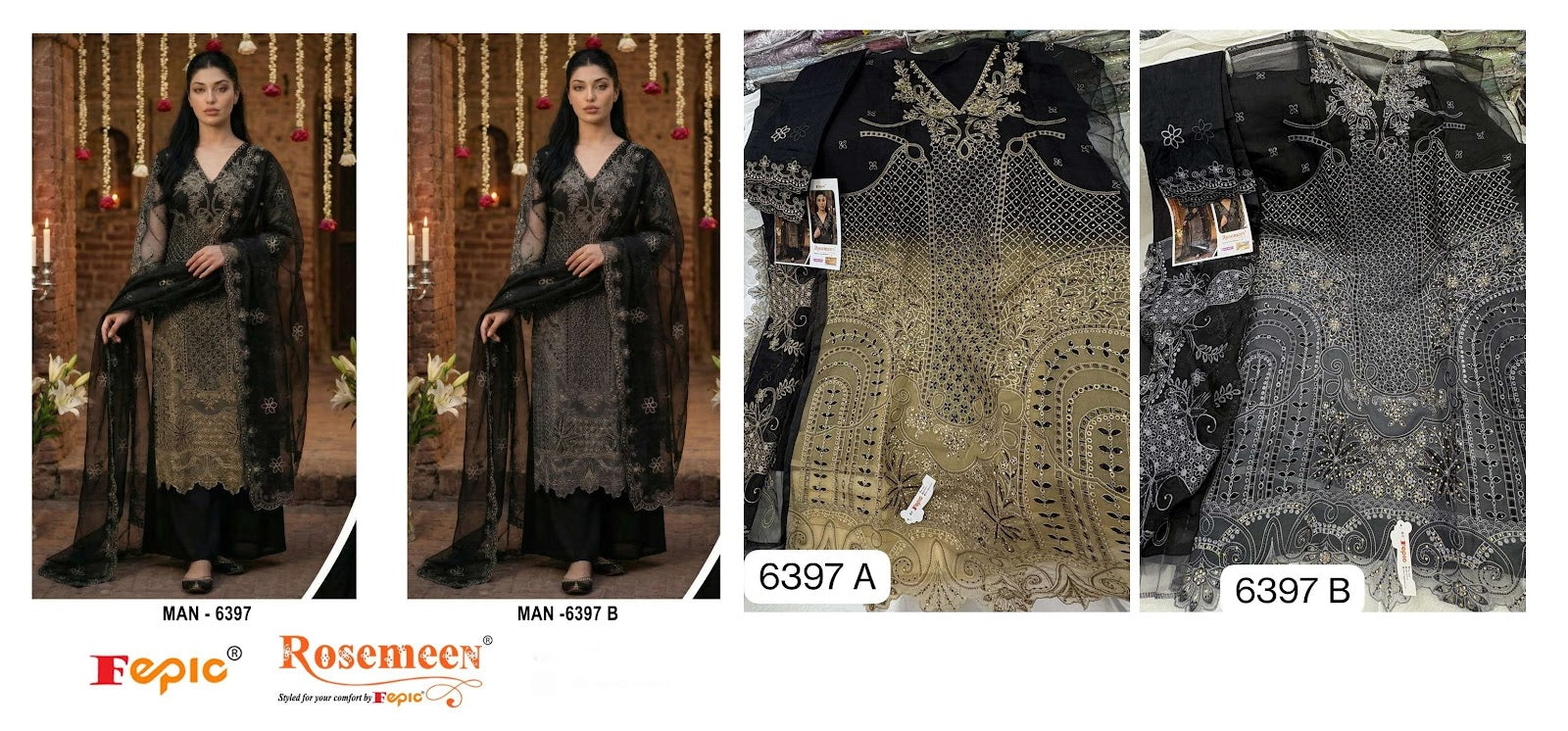 Rosemeen Man 6397 Fepic Organza Pakistani Salwar Suits Supplier India