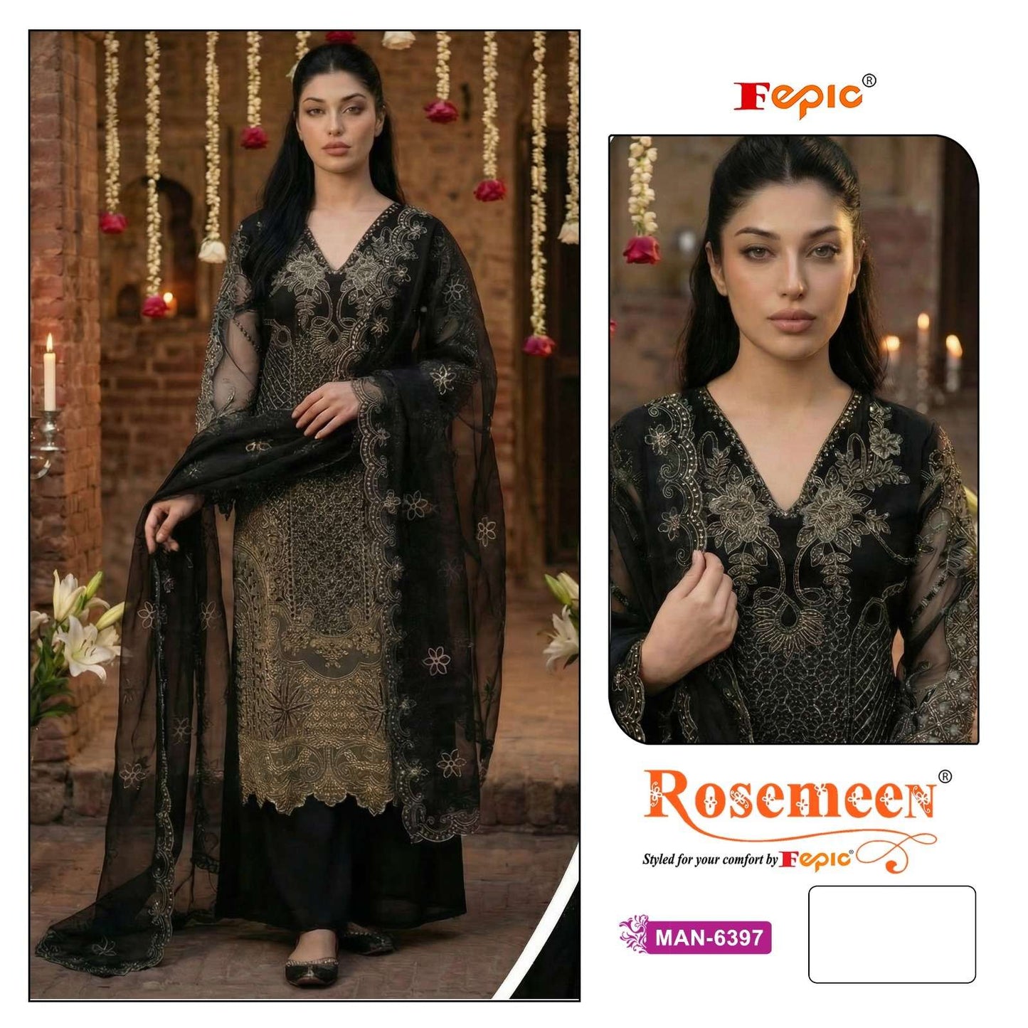 Rosemeen Man 6397 Fepic Organza Pakistani Salwar Suits Supplier India