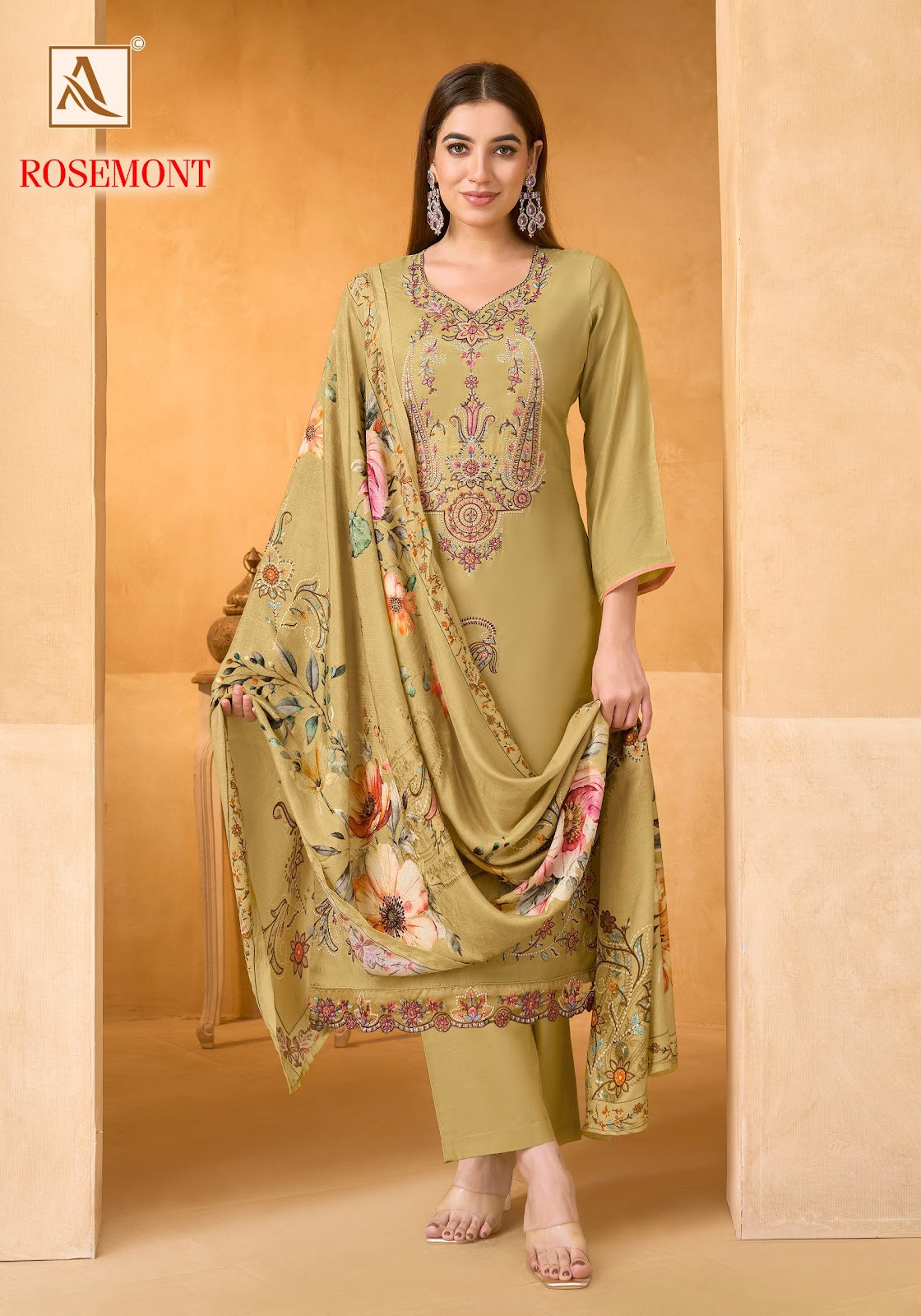Rosemont Alok Viscose Muslin Karachi Salwar Suits Supplier Ahmedabad