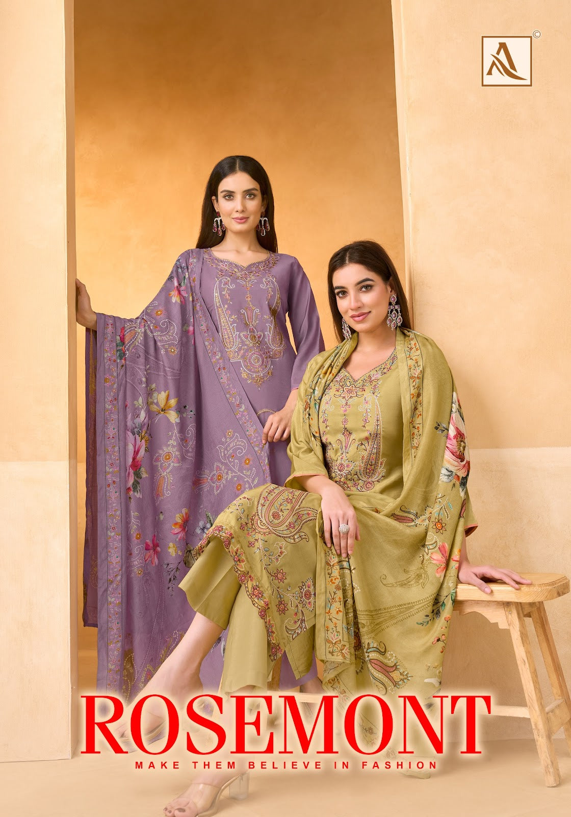 Rosemont Alok Viscose Muslin Karachi Salwar Suits Supplier Ahmedabad