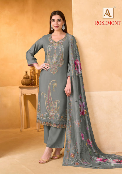 Rosemont Alok Viscose Muslin Karachi Salwar Suits Supplier Ahmedabad