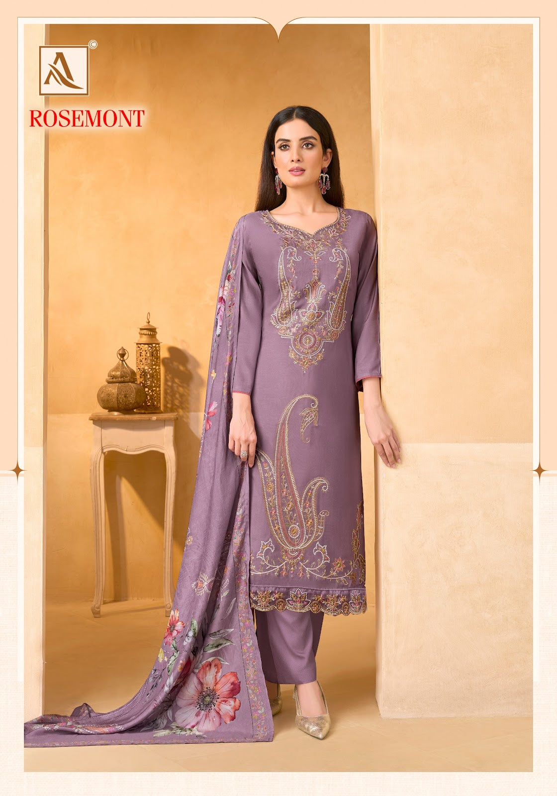 Rosemont Alok Viscose Muslin Karachi Salwar Suits Supplier Ahmedabad
