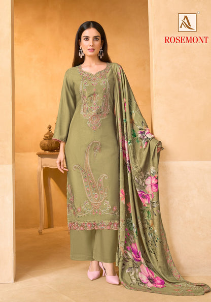 Rosemont Alok Viscose Muslin Karachi Salwar Suits Supplier Ahmedabad