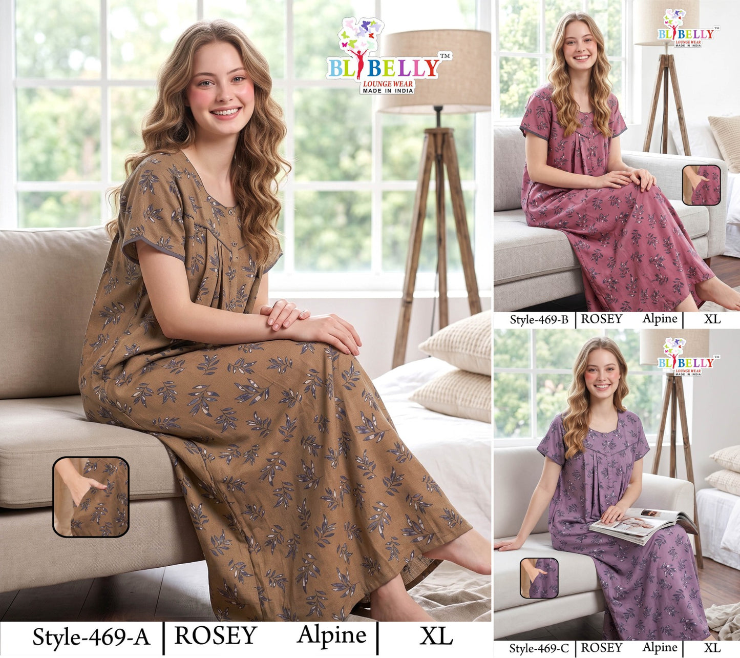 Rosey Alpine Belly Night Gowns Manufacturer Gujarat