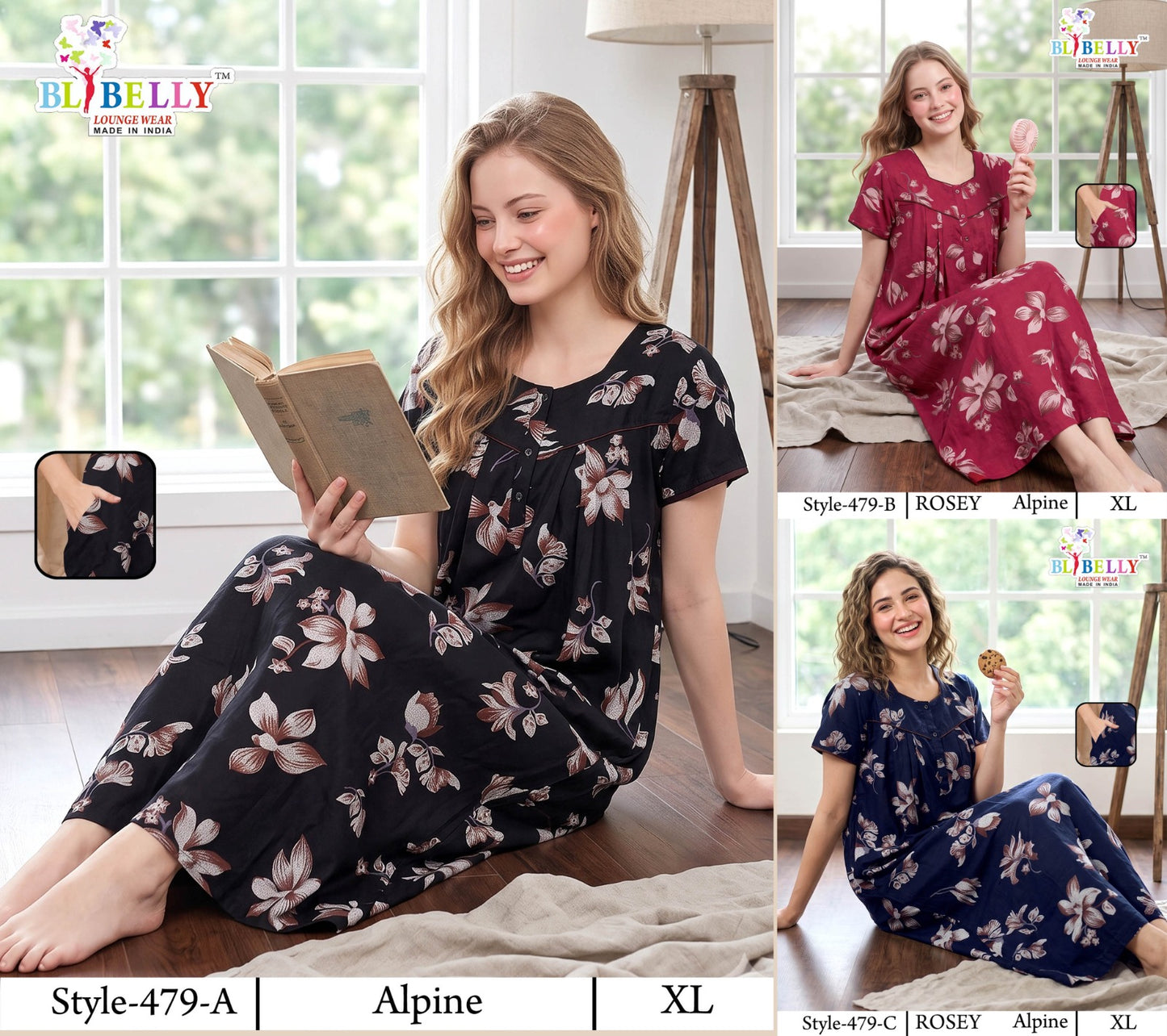 Rosey Alpine Belly Night Gowns Manufacturer Gujarat