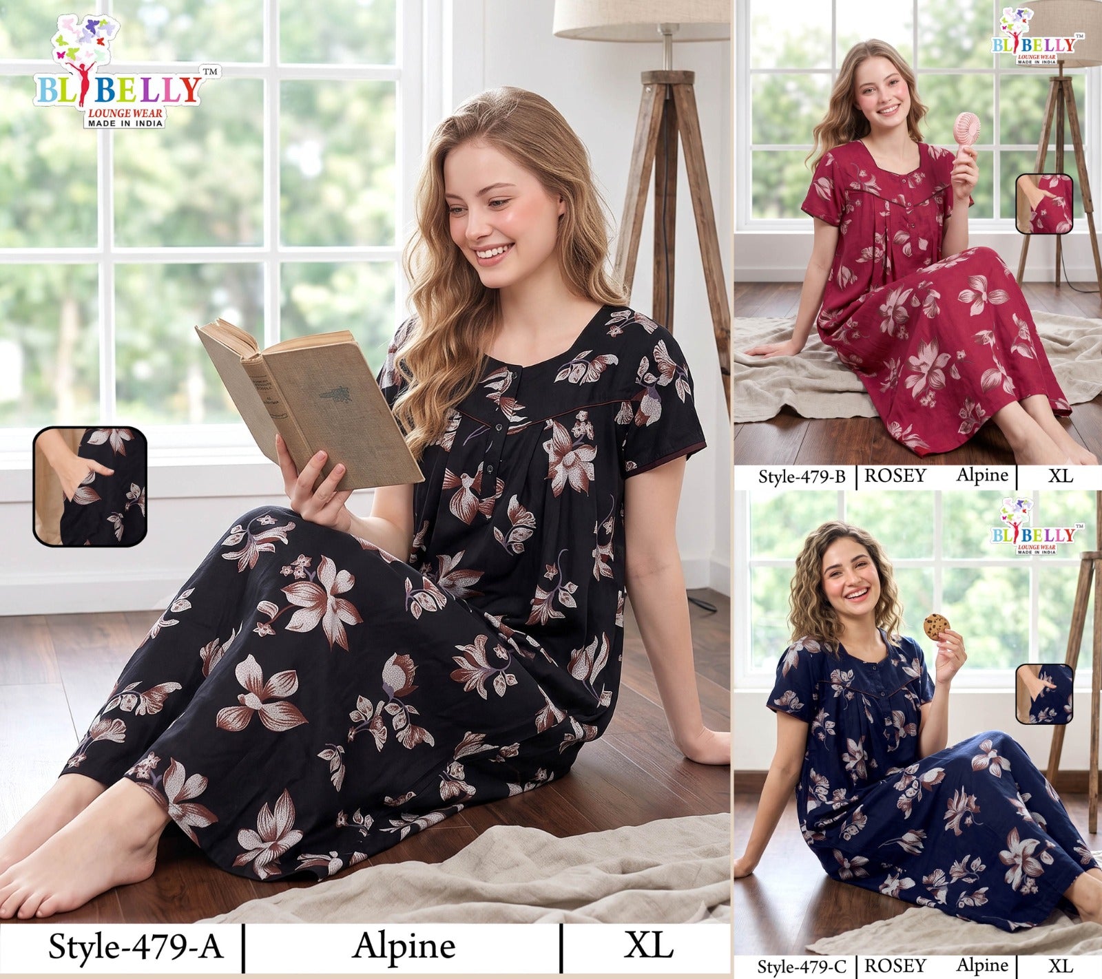 Rosey Alpine Belly Night Gowns Manufacturer Gujarat