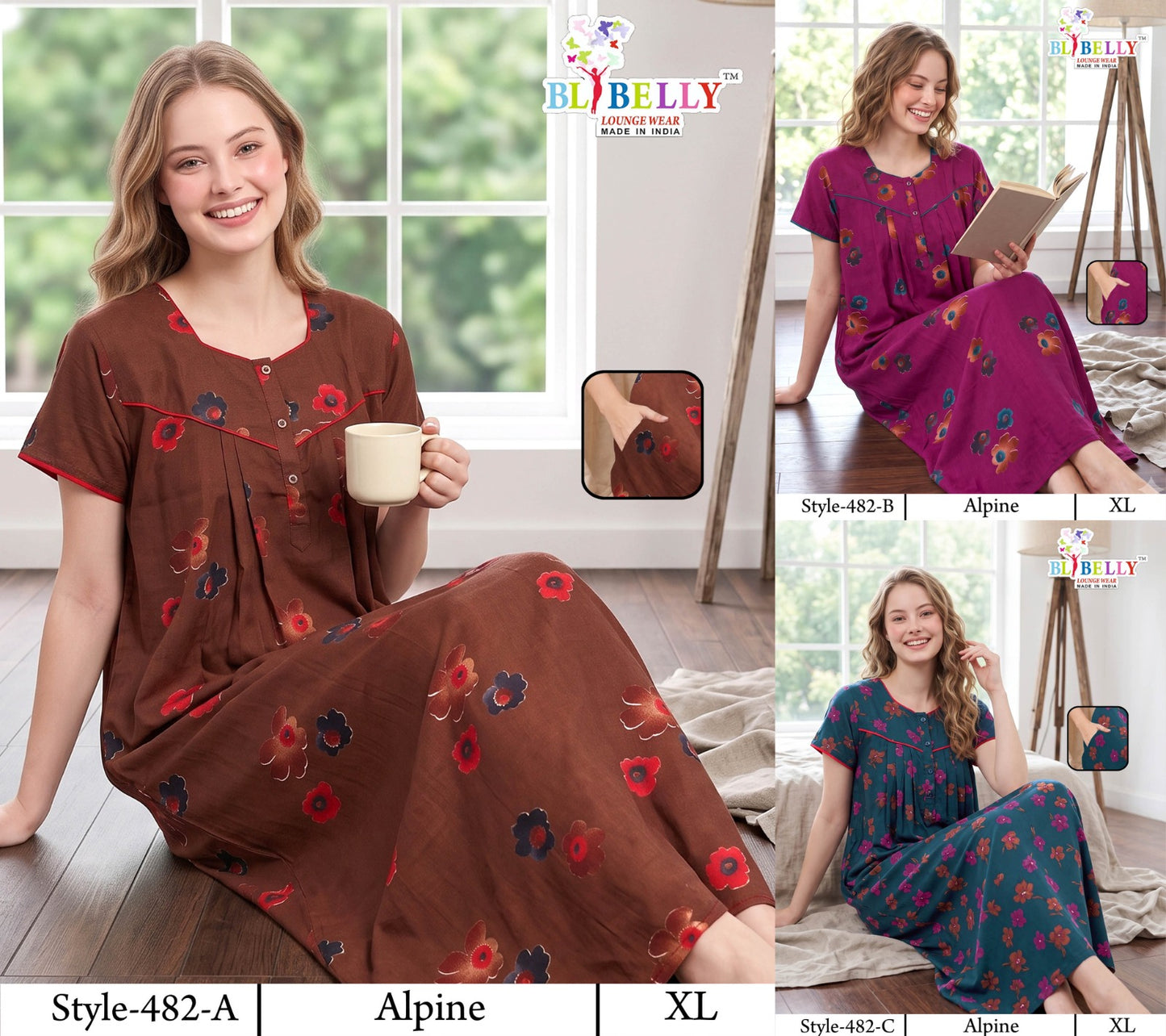 Rosey Alpine Belly Night Gowns Manufacturer Gujarat