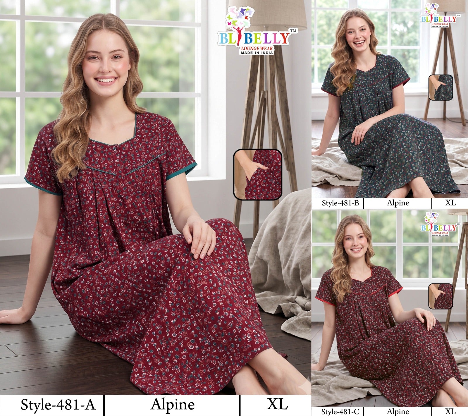 Rosey Alpine Belly Night Gowns Manufacturer Gujarat