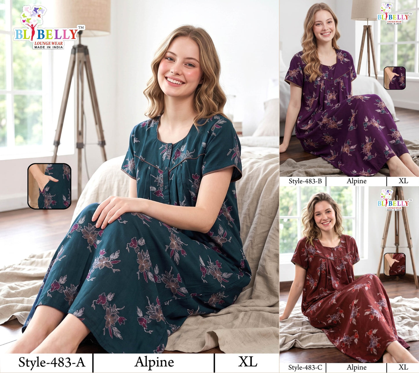 Rosey Alpine Belly Night Gowns Manufacturer Gujarat