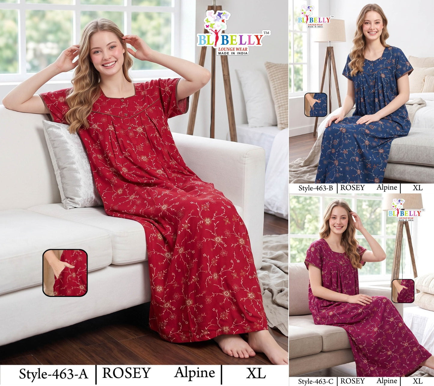 Rosey Alpine Belly Night Gowns Manufacturer Gujarat