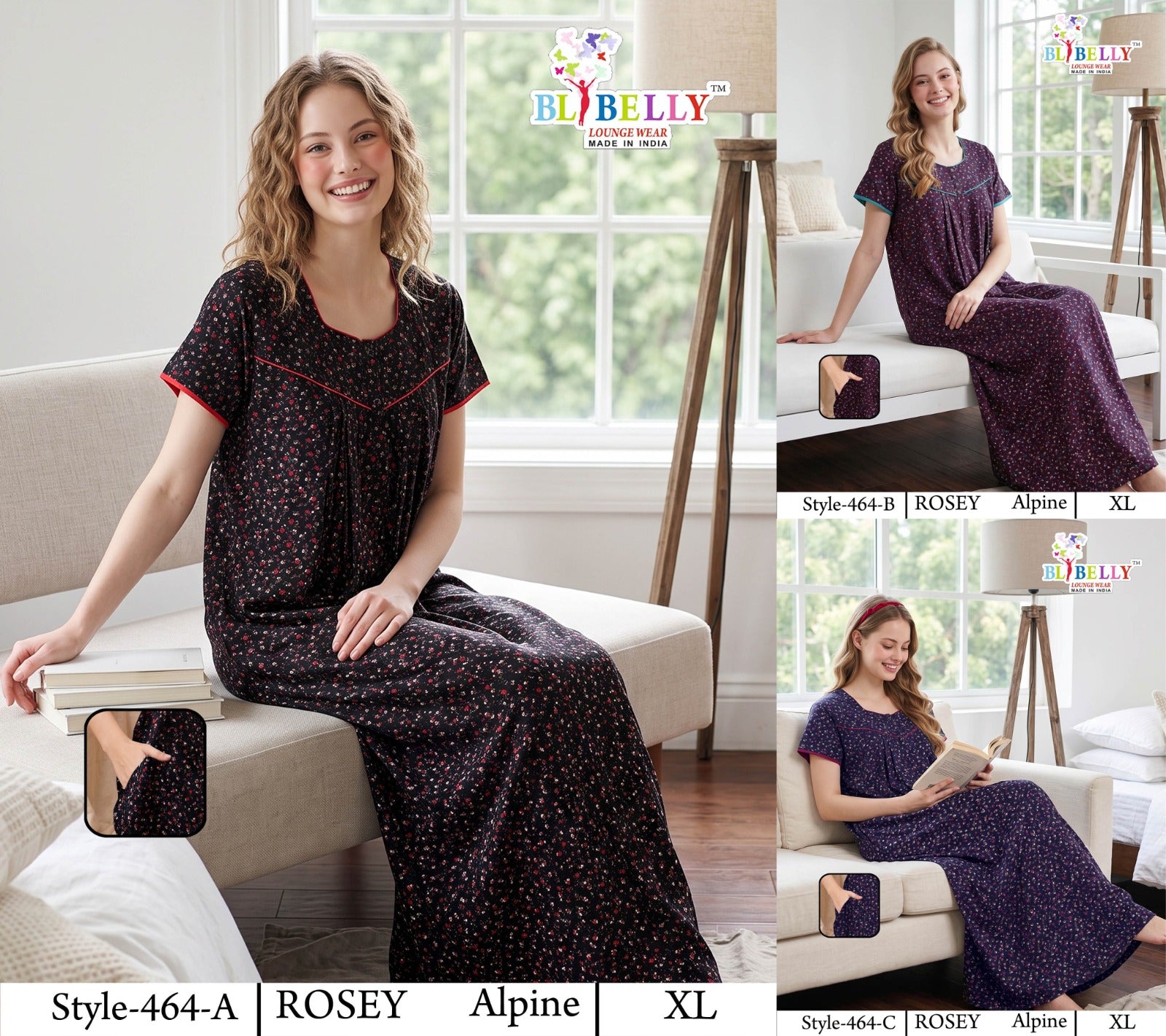 Rosey Alpine Belly Night Gowns Manufacturer Gujarat