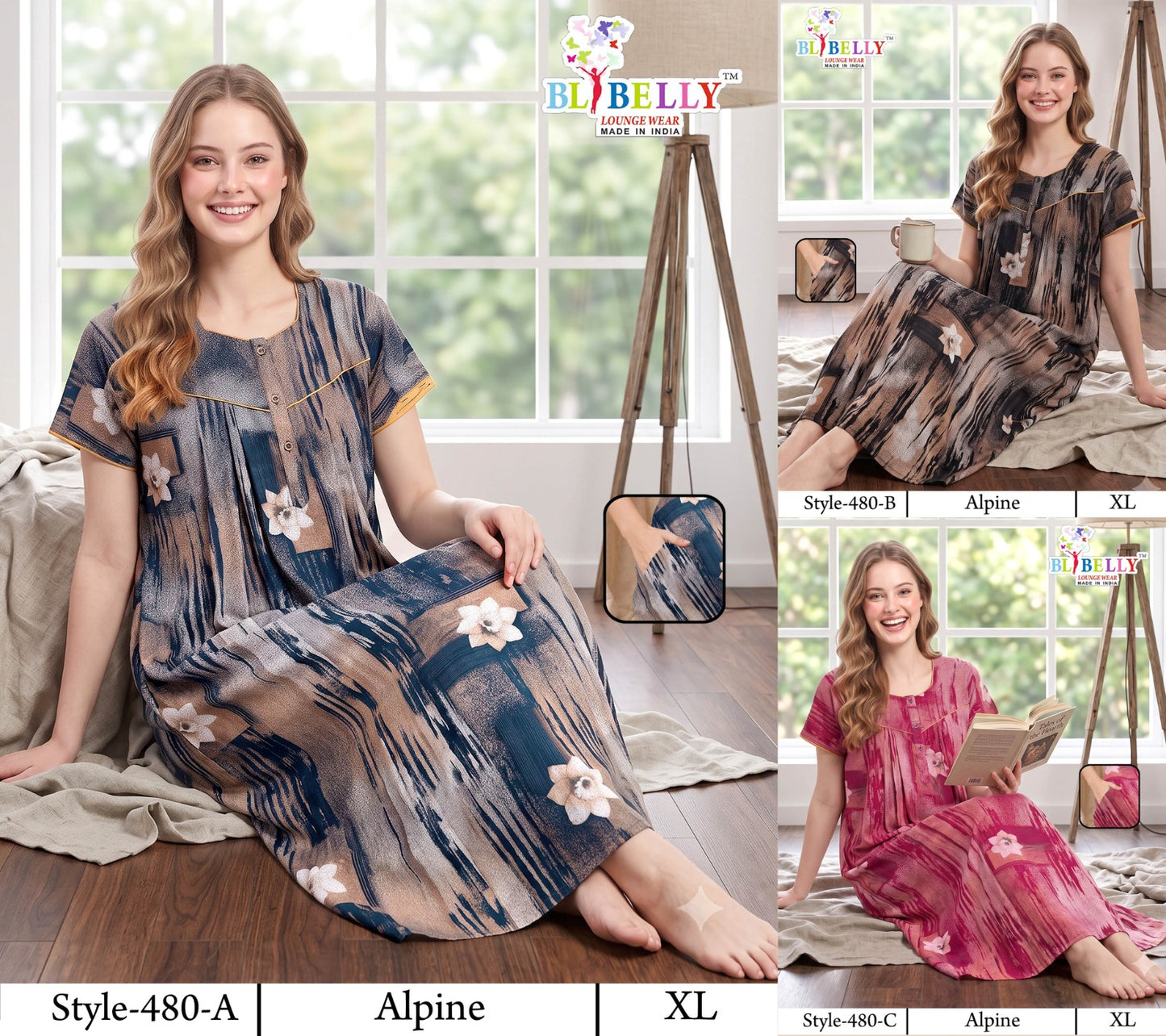 Rosey Alpine Belly Night Gowns Manufacturer Gujarat