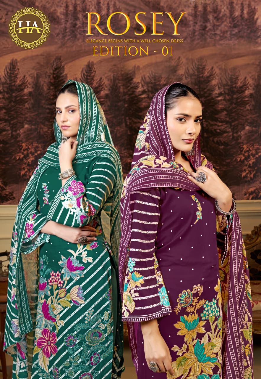 Rosey Edition 1 Harshit Fashion Pure Jam Karachi Salwar Suits Exporter Ahmedabad