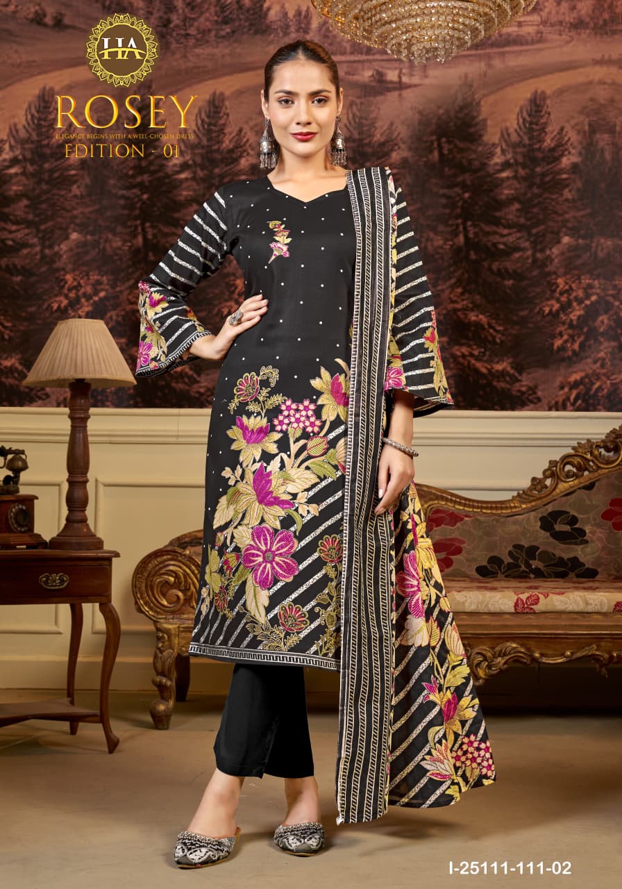 Rosey Edition 1 Harshit Fashion Pure Jam Karachi Salwar Suits Exporter Ahmedabad