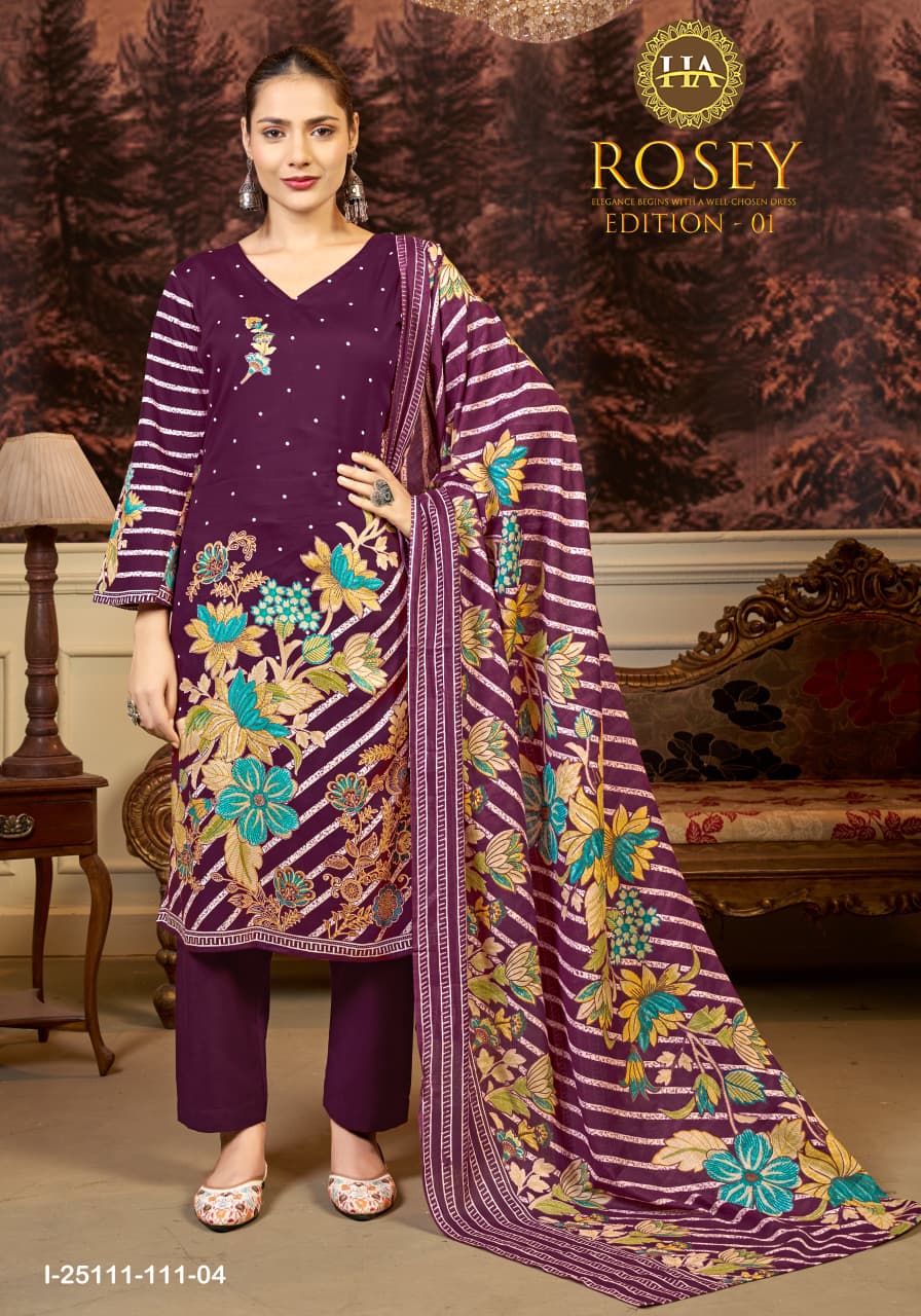 Rosey Edition 1 Harshit Fashion Pure Jam Karachi Salwar Suits Exporter Ahmedabad