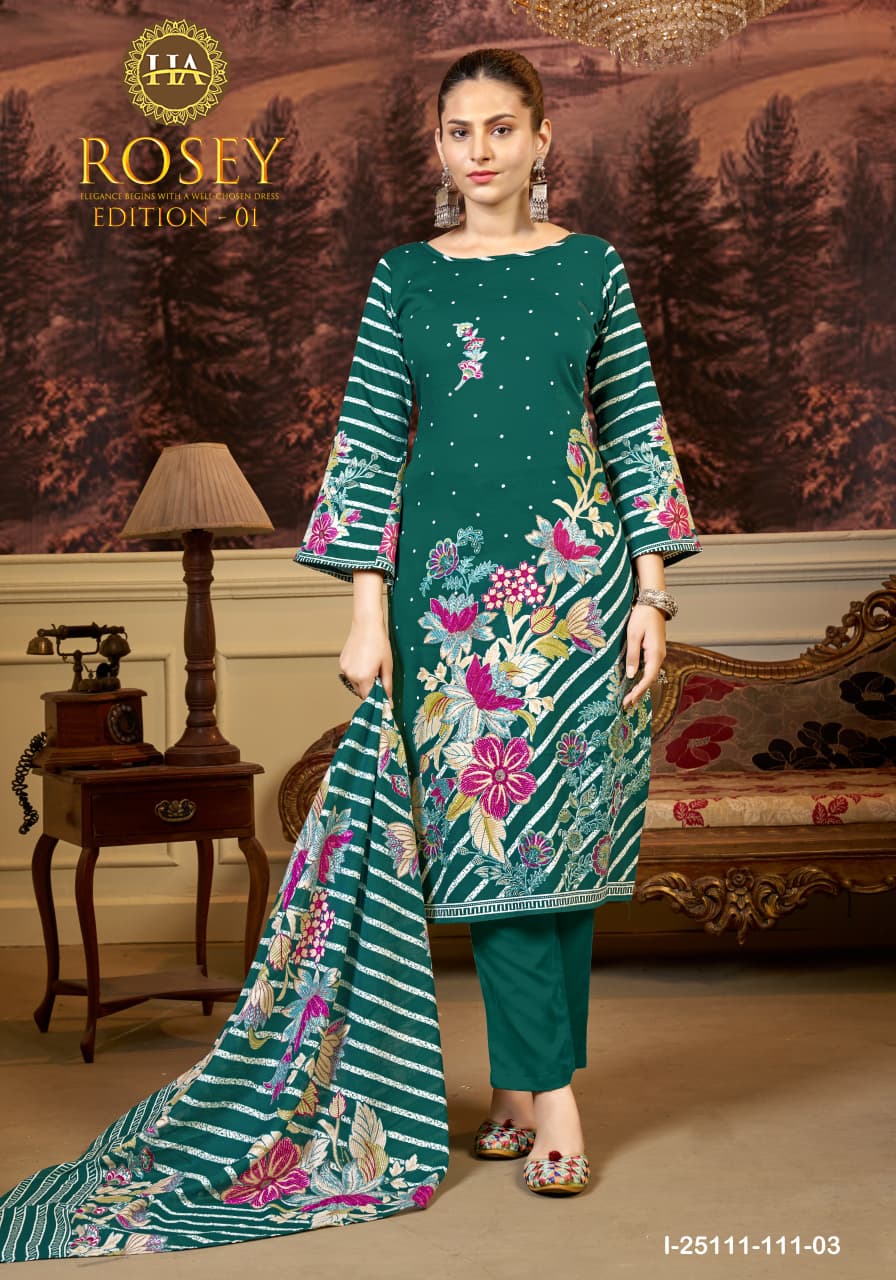 Rosey Edition 1 Harshit Fashion Pure Jam Karachi Salwar Suits Exporter Ahmedabad
