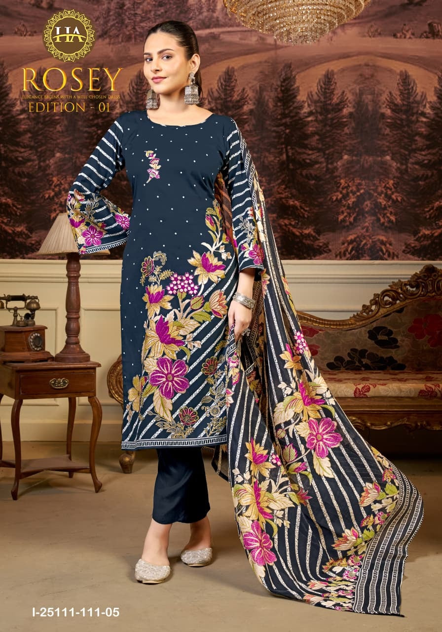 Rosey Edition 1 Harshit Fashion Pure Jam Karachi Salwar Suits Exporter Ahmedabad