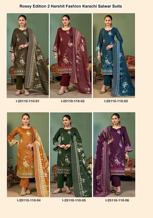 Rosey Edition 2 Harshit Fashion Pure Zam Karachi Salwar Suits Wholesale Price