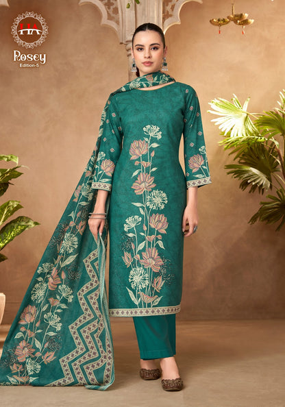 Rosey Edition 5 Harshit Fashion Zam Cotton Karachi Salwar Suits Manufacturer India