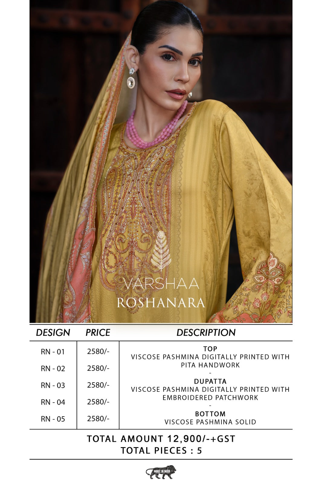 Roshanara Varshaa Viscose Pashmina Suits Manufacturer Ahmedabad