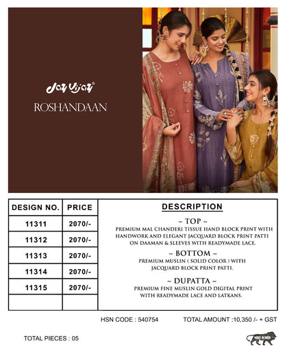 Roshandaan Jay Vijay Mal Chanderi Pant Style Suits Exporter Ahmedabad