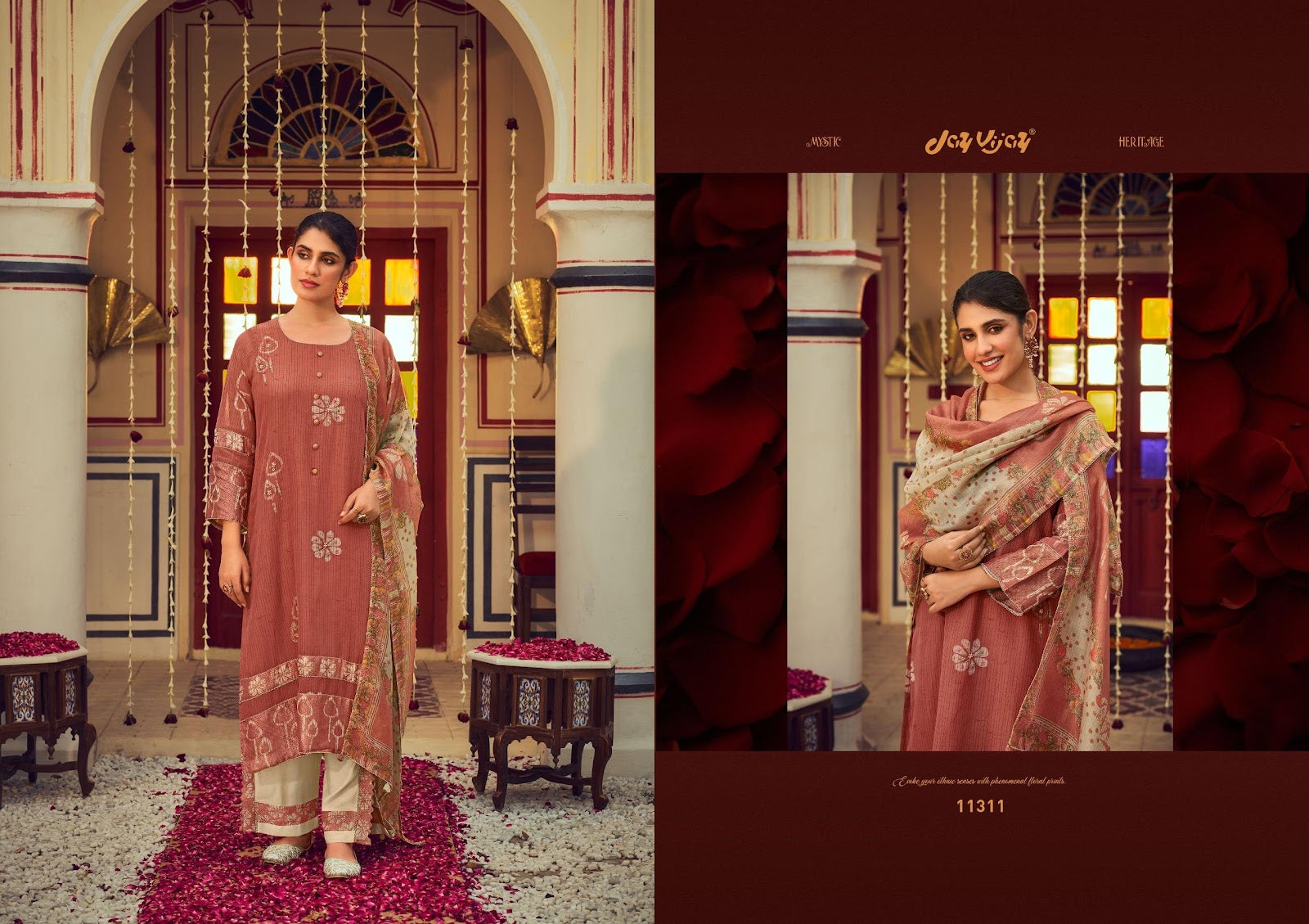 Roshandaan Jay Vijay Mal Chanderi Pant Style Suits Exporter Ahmedabad