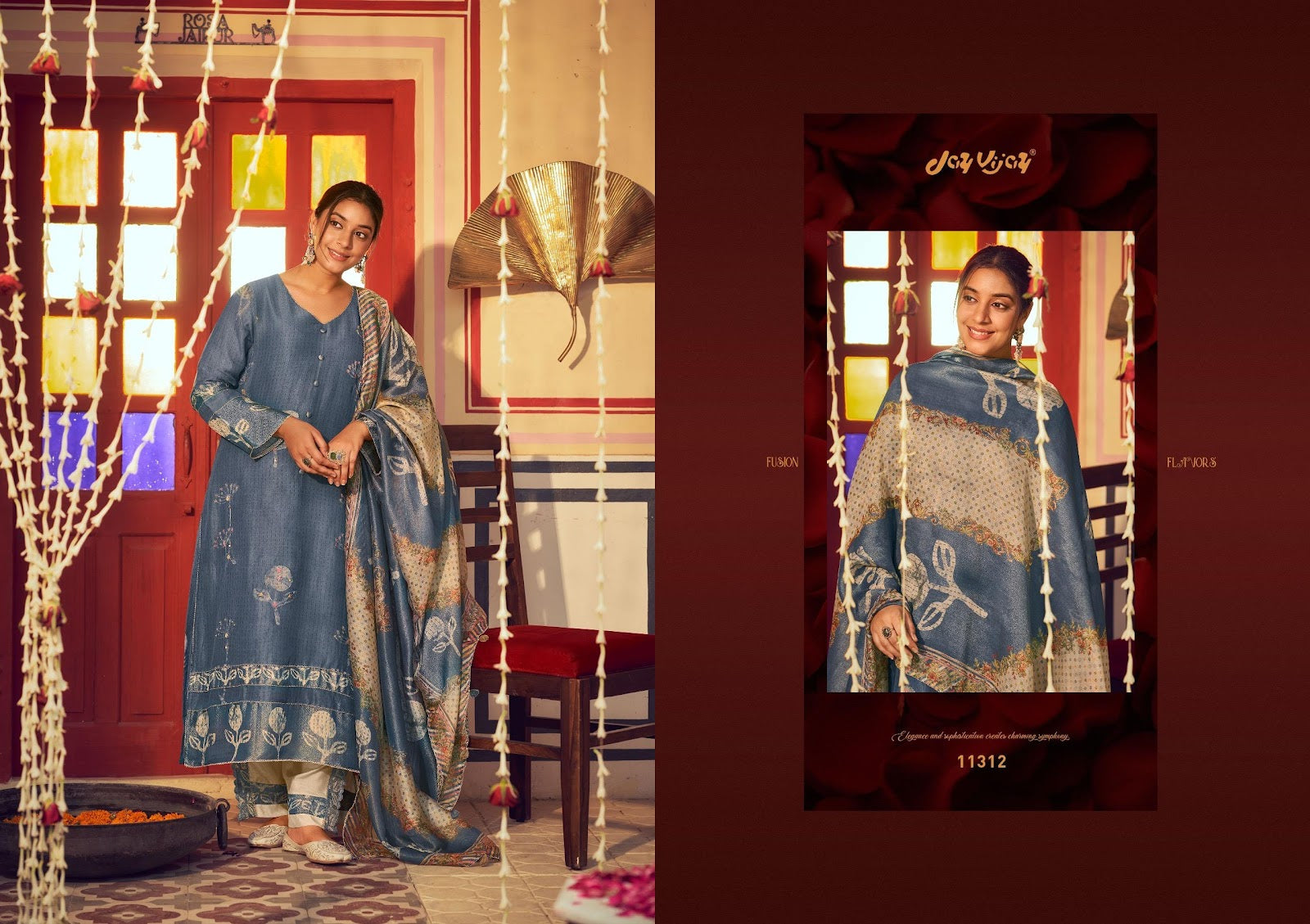 Roshandaan Jay Vijay Mal Chanderi Pant Style Suits Exporter Ahmedabad
