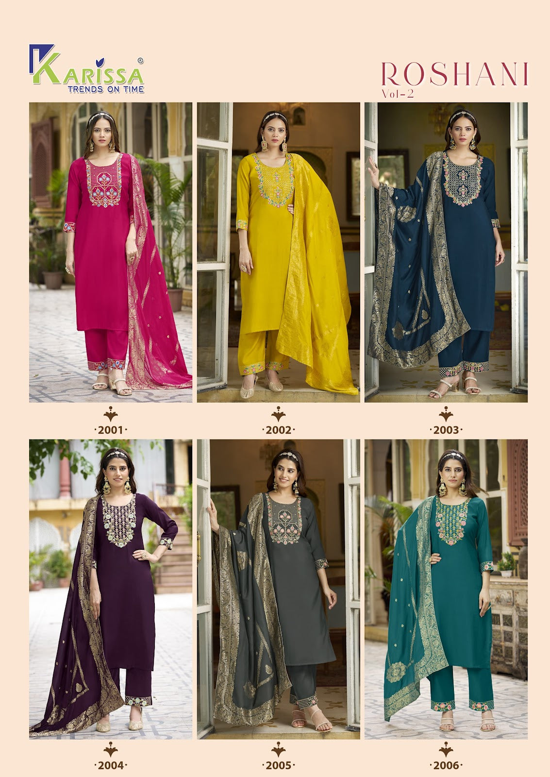 Roshani Vol 2 Karissa Roman Silk Readymade Pant Style Suits Supplier