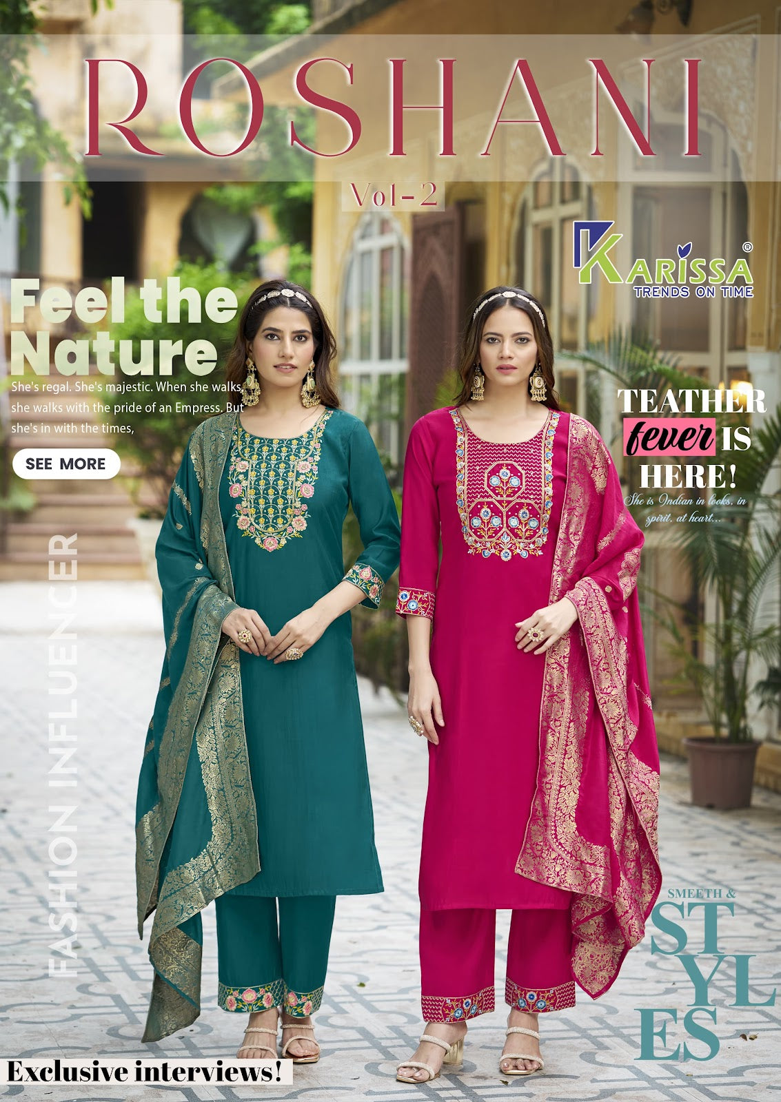 Roshani Vol 2 Karissa Roman Silk Readymade Pant Style Suits Supplier