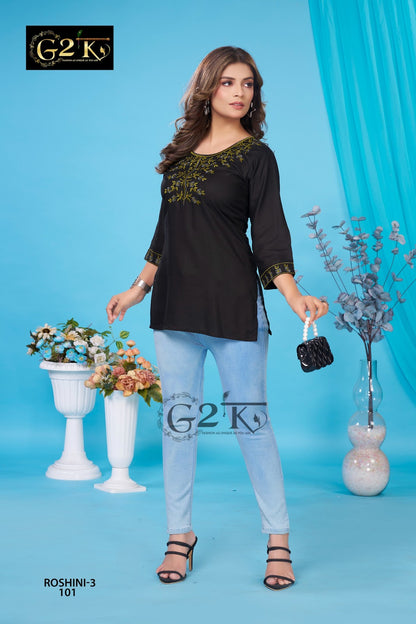 Roshini Vol 3 G2K Rayon Short Kurtis Wholesaler Ahmedabad