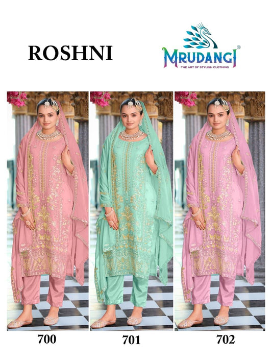 Roshni 700 To 702 Mrudangi Georgette Pakistani Readymade Suits Wholesale Rate