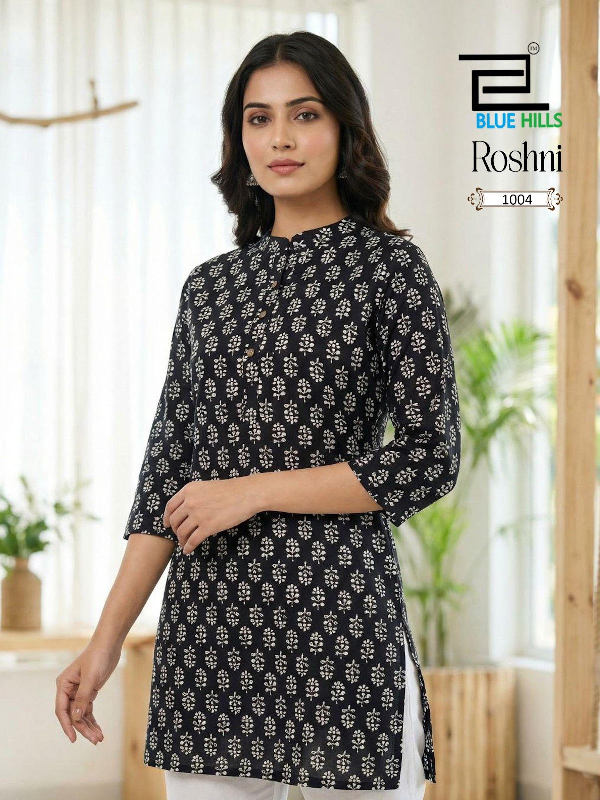 Roshni Blue Hills Cotton Short Kurtis Wholesale Price