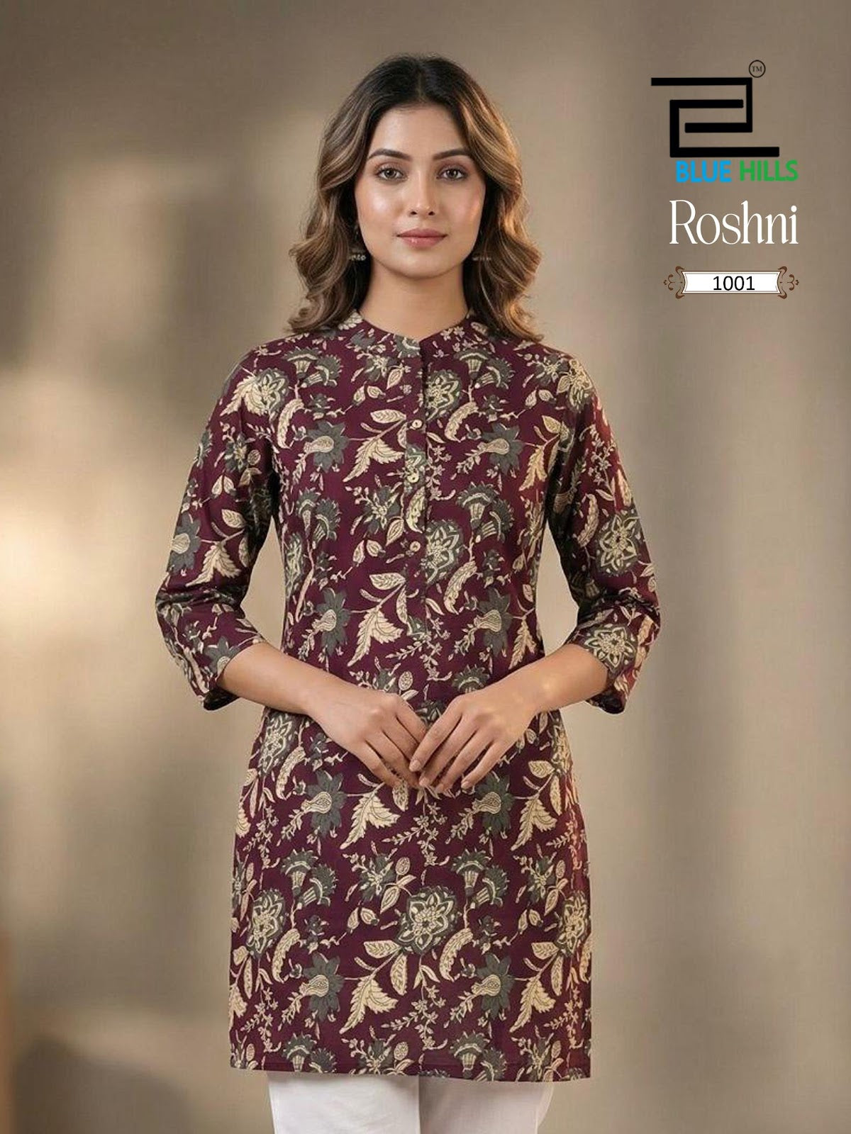 Roshni Blue Hills Cotton Short Kurtis Wholesale Price