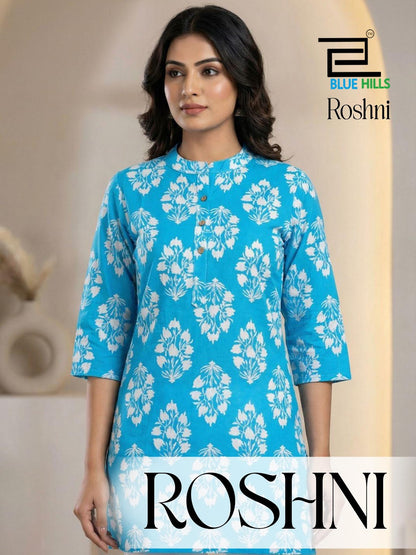 Roshni Blue Hills Cotton Short Kurtis Wholesale Price