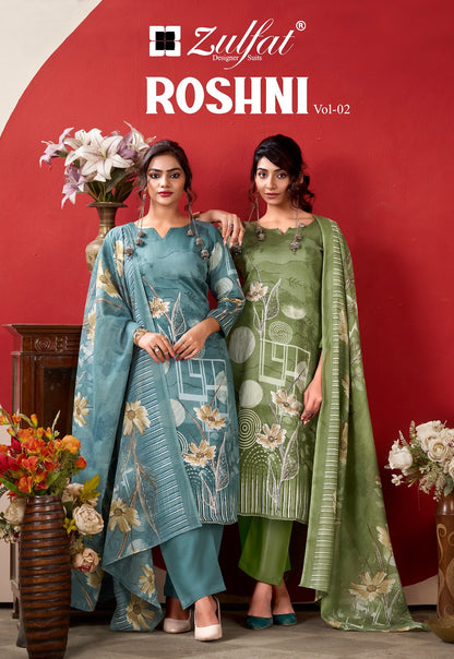 Roshni Vol 2 Zulfat Designer Cotton Karachi Salwar Suits Exporter Ahmedabad