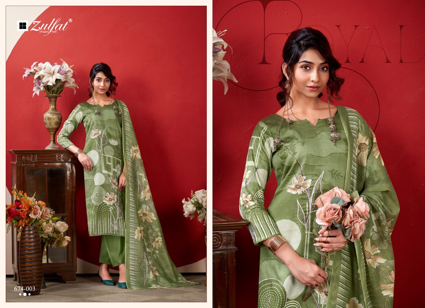 Roshni Vol 2 Zulfat Designer Cotton Karachi Salwar Suits Exporter Ahmedabad