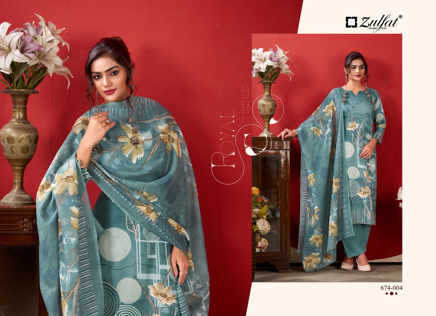 Roshni Vol 2 Zulfat Designer Cotton Karachi Salwar Suits Exporter Ahmedabad