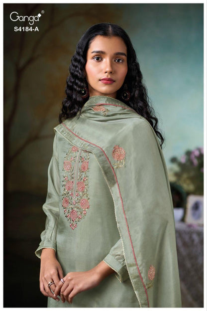 Rosie 4184 Ganga Habutai Silk Plazzo Style Suits Supplier Gujarat