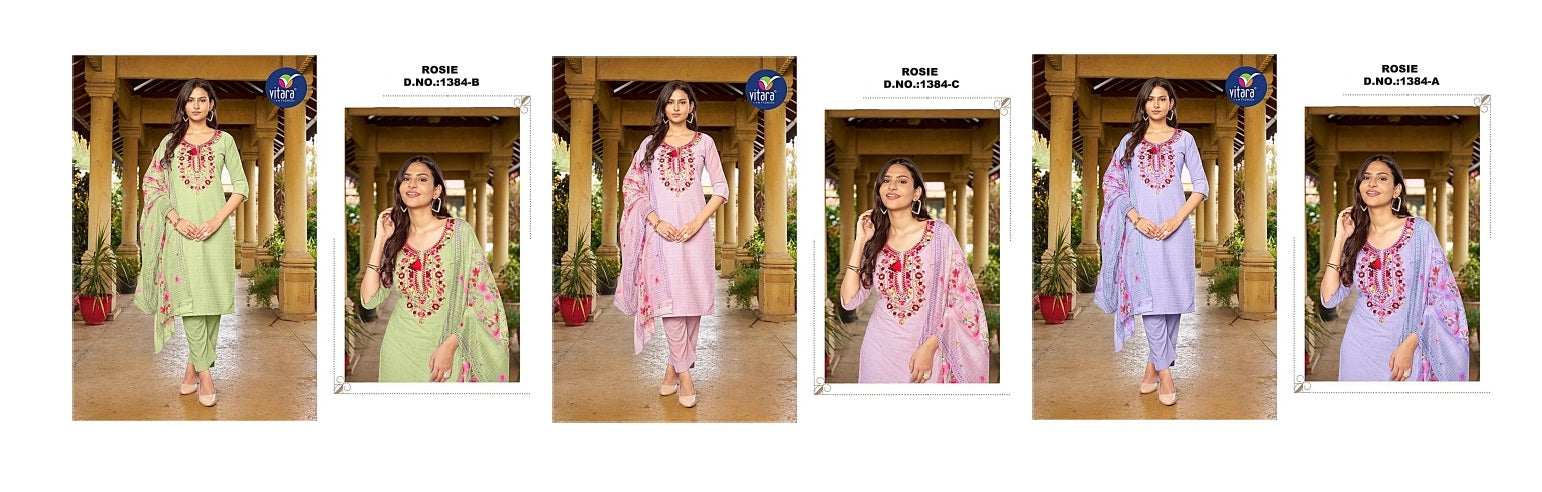 Rosie Vitara Cambric Cotton Readymade Pant Style Suits Wholesaler