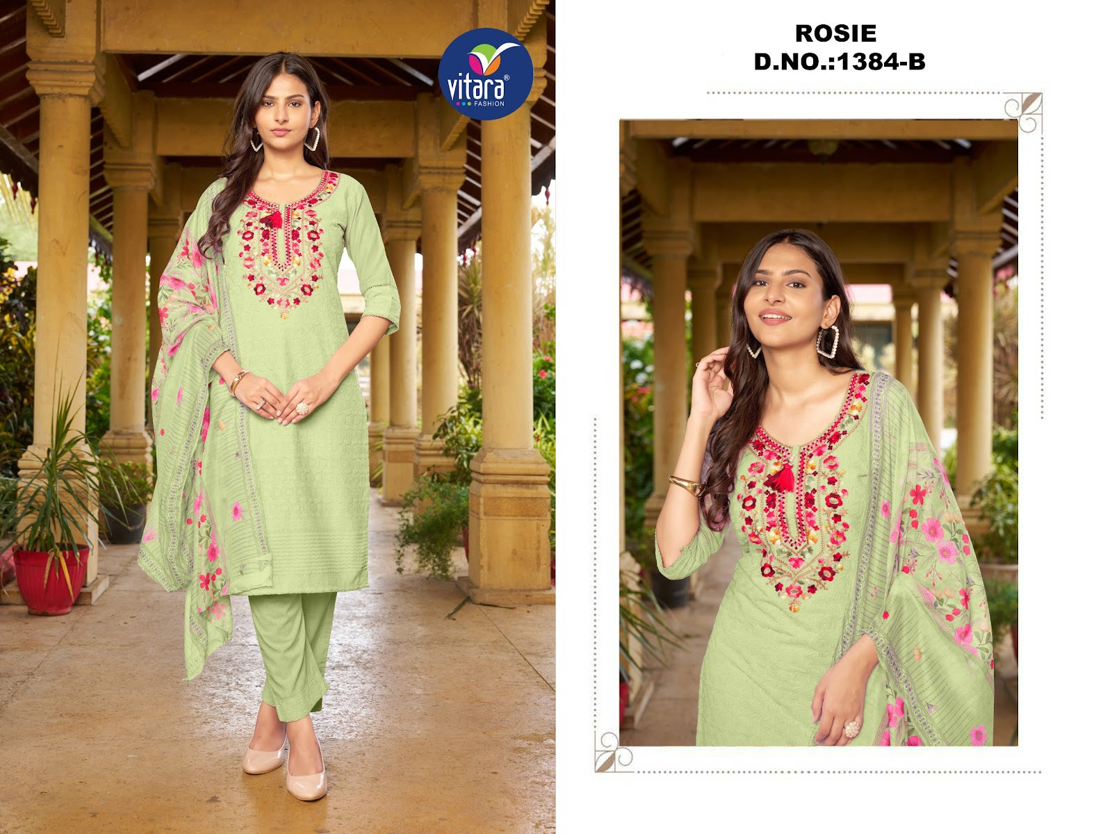 Rosie Vitara Cambric Cotton Readymade Pant Style Suits Wholesaler