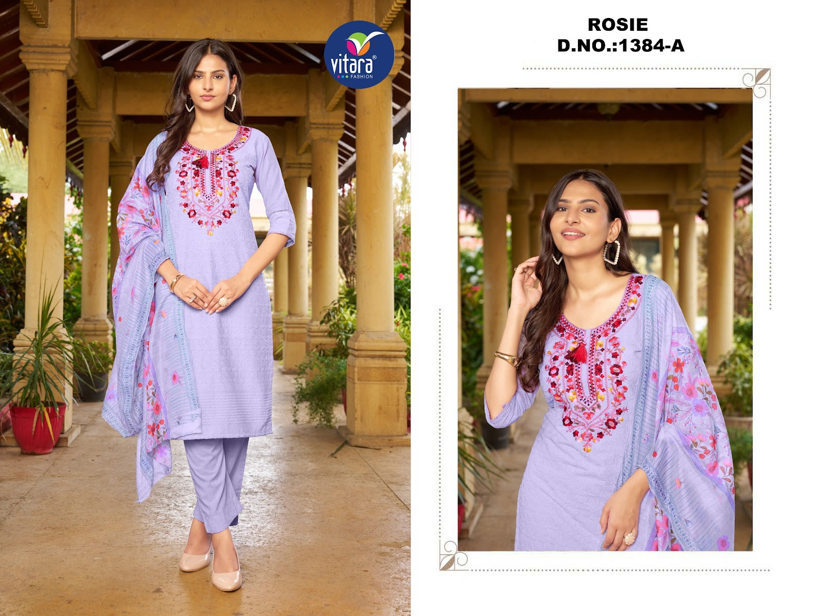 Rosie Vitara Cambric Cotton Readymade Pant Style Suits Wholesaler