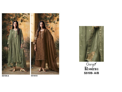 Rosina S5109 Ganga Russian Silk Plazzo Style Suits Exporter Ahmedabad