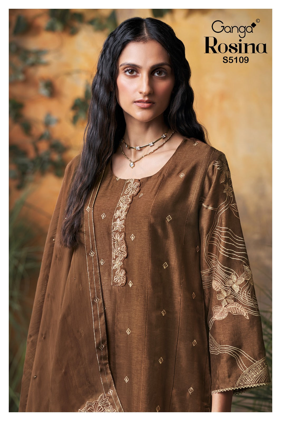 Rosina S5109 Ganga Russian Silk Plazzo Style Suits Exporter Ahmedabad