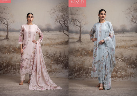 Rosset Naariti Mul Chanderi Pant Style Suits Wholesaler Ahmedabad