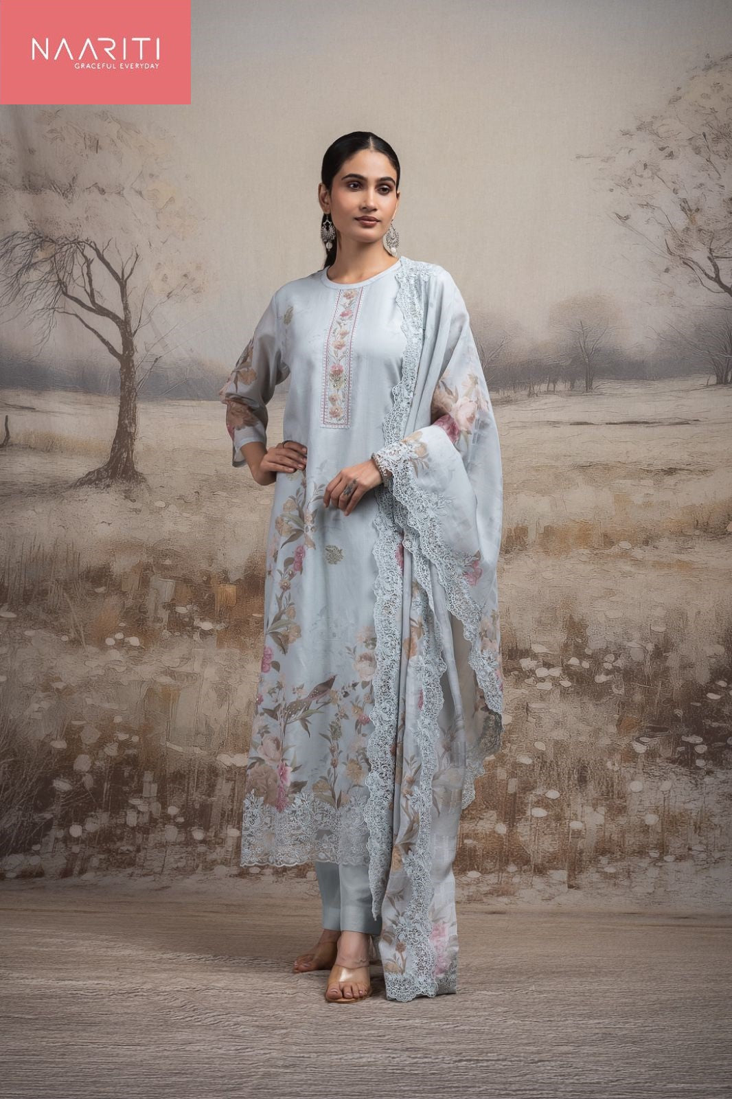 Rosset Naariti Mul Chanderi Pant Style Suits Wholesaler Ahmedabad