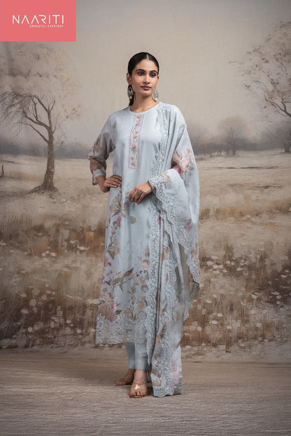 Rosset Naariti Mul Chanderi Pant Style Suits Wholesaler Ahmedabad