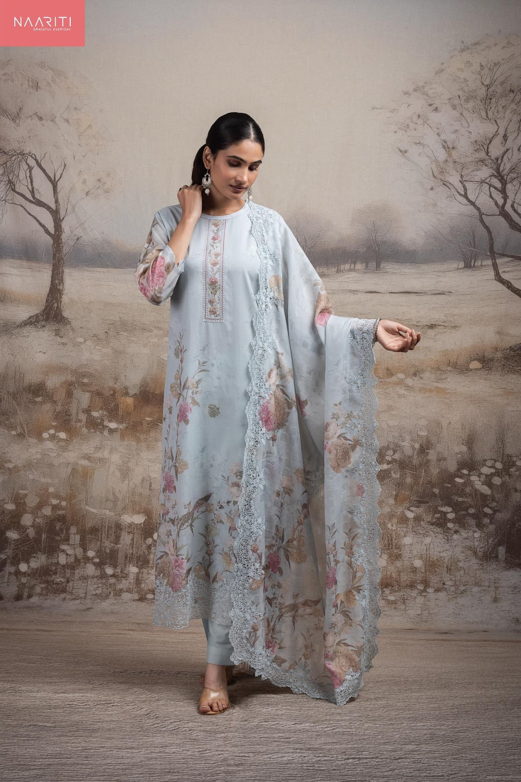 Rosset Naariti Mul Chanderi Pant Style Suits Wholesaler Ahmedabad
