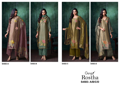 Rostha S4583 Ganga Woven Silk Pant Style Suits Supplier Ahmedabad