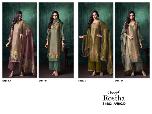Rostha S4583 Ganga Woven Silk Pant Style Suits Supplier Ahmedabad