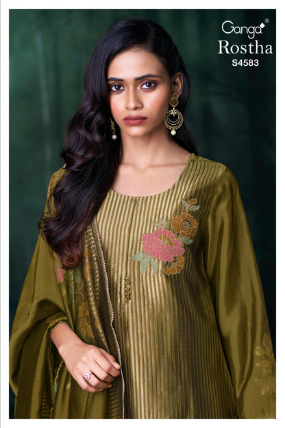 Rostha S4583 Ganga Woven Silk Pant Style Suits Supplier Ahmedabad